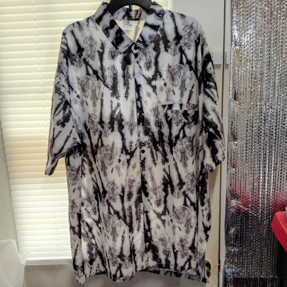 Black and White Tie-Dye Men's Shirt
